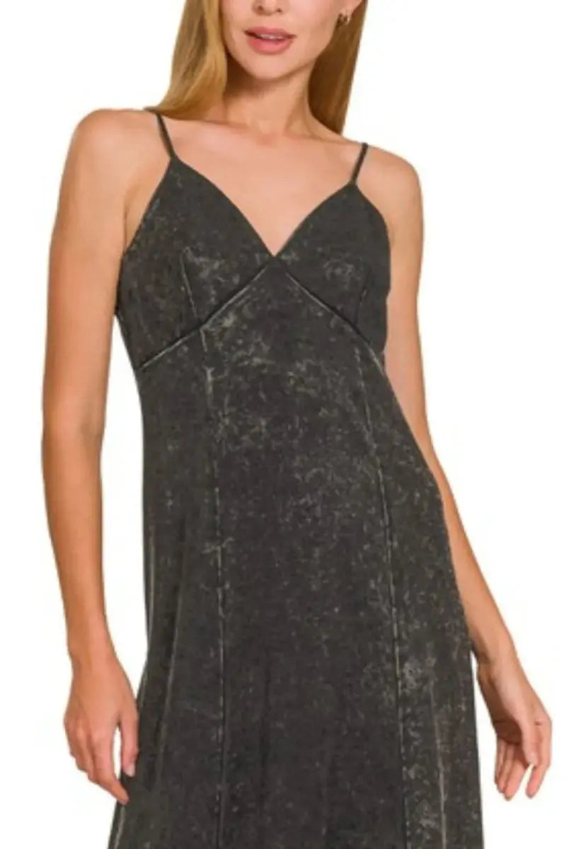 Zenana Tencel Mineral Washed Maxi Dress for Stylish Comfort - Love Salve